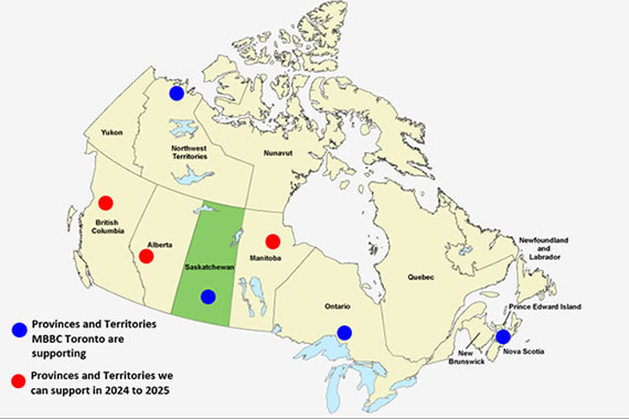 Locations in Canada with pastors supported